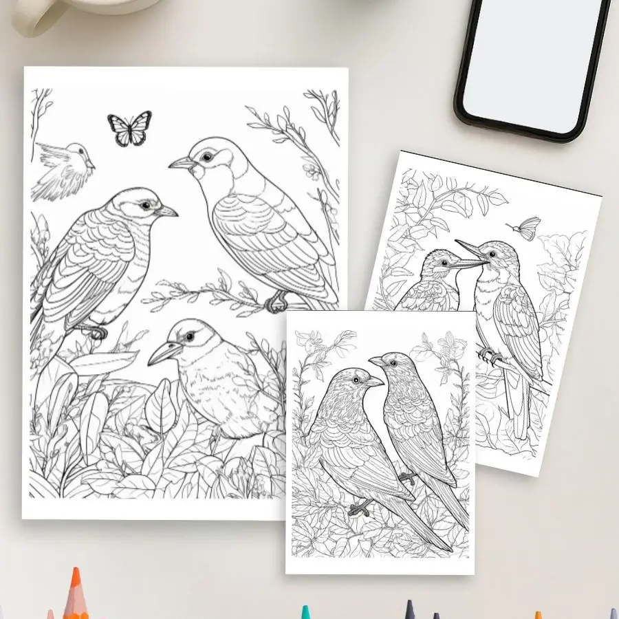 Birdsong Nature – 10 Tranquil Bird Coloring Pages - Image 2